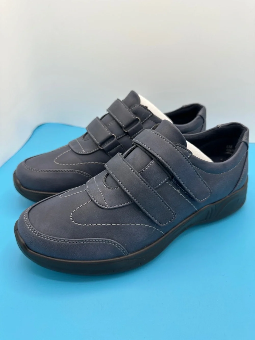 New! Easy Street Navy Blue Women's Velcro Flats. Size 8. Brand new/no box.